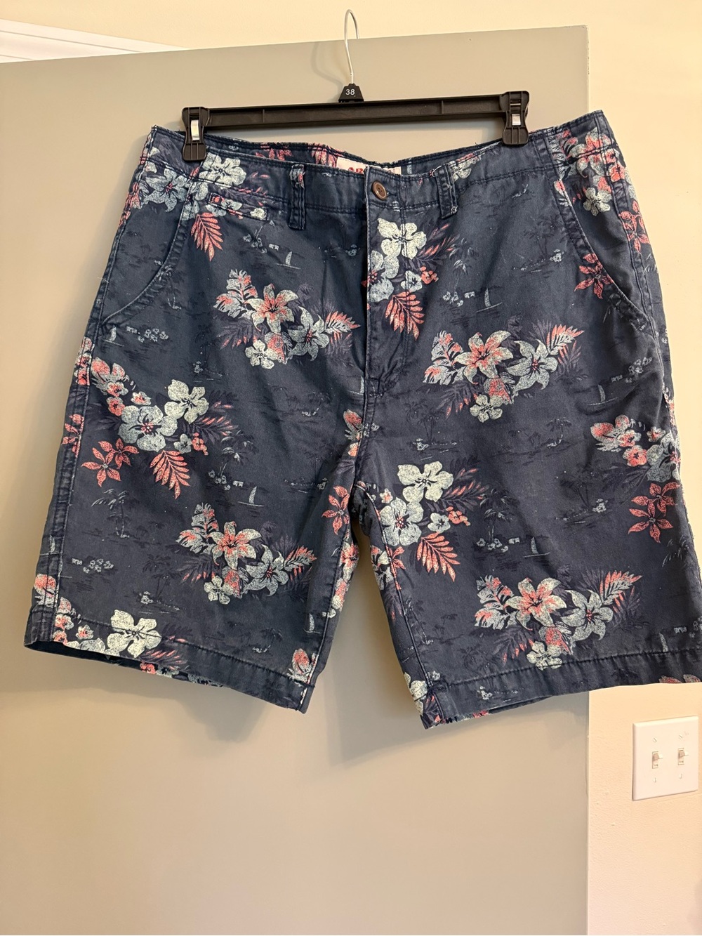 Arizona Jean Company Navy Floral Print Flat Front Shorts